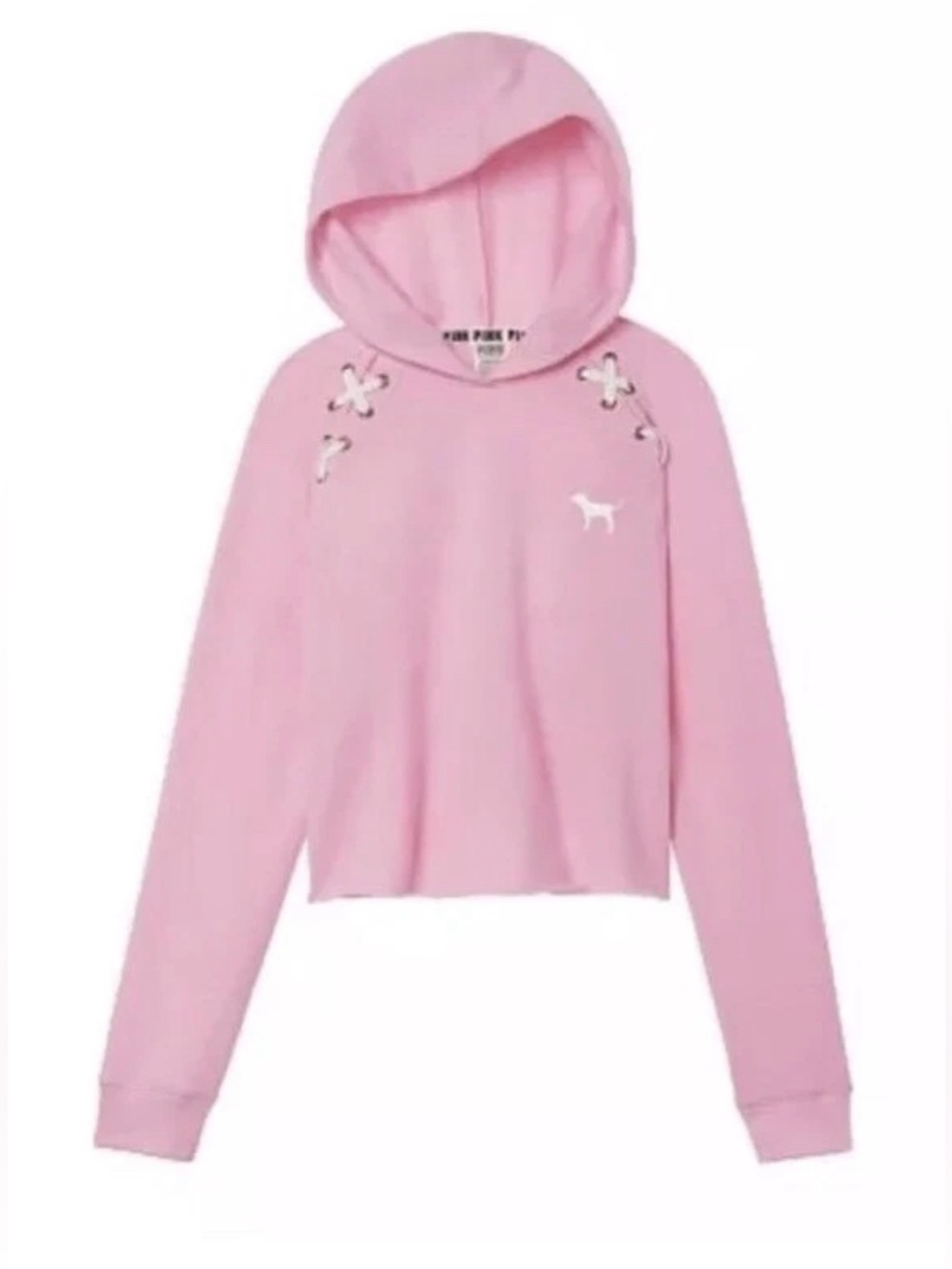 Victoria's Secret PINK Cropped Lace Up Pullover Hoodie ~ Size: Medium